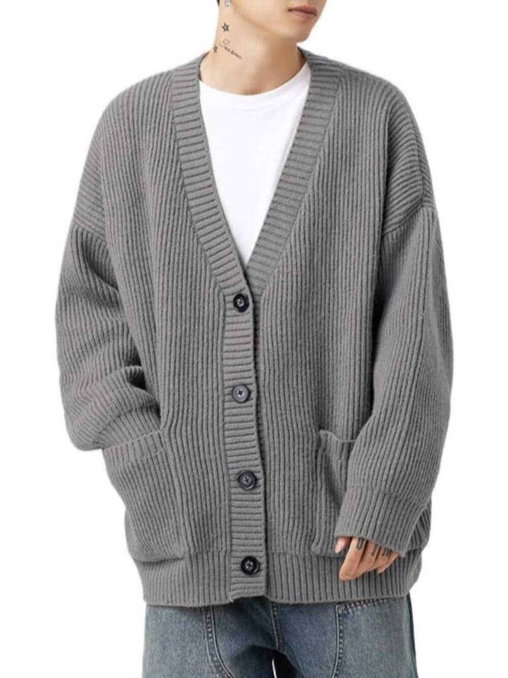 Stylish Men's V-Neck Cable Knit Cardigan Sweater - Long Sleeve, Button Down